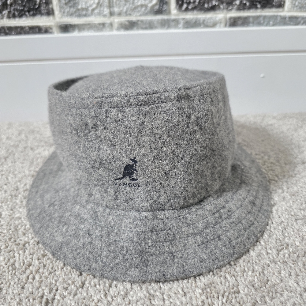 Kangol Charcoal Wool Bucket Hat Size L